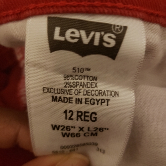Boys Red 510 Levis - Picture 3 of 4